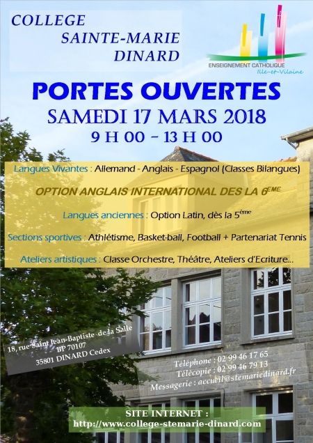 PORTES OUVERTES - SAMEDI 17 MARS 2018