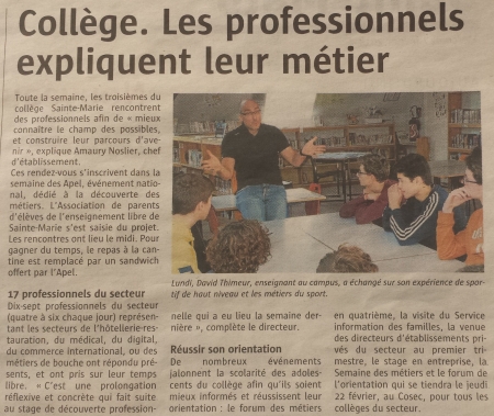 SEMAINE DES METIERS : LES METIERS, CA SE DECOUVRE